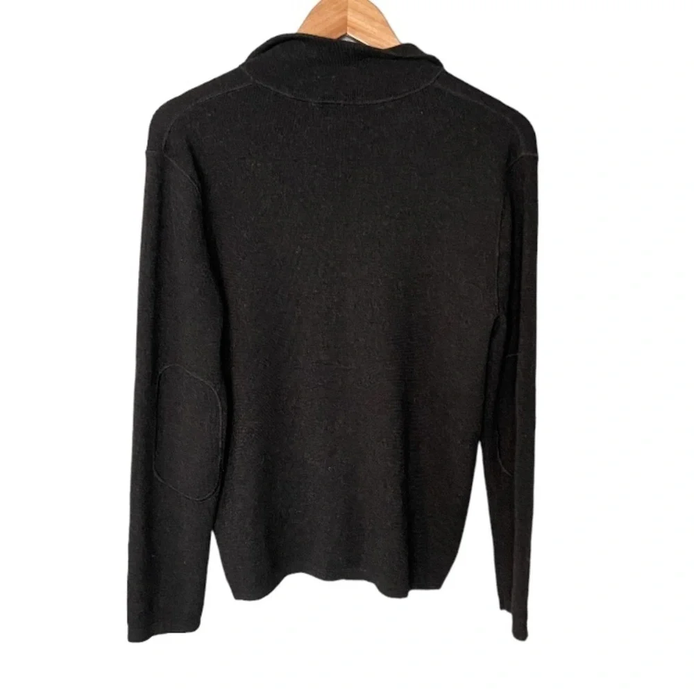 Banana Republic Extra Fine Italian Merino Wool Collared Sweater Elbow Patches